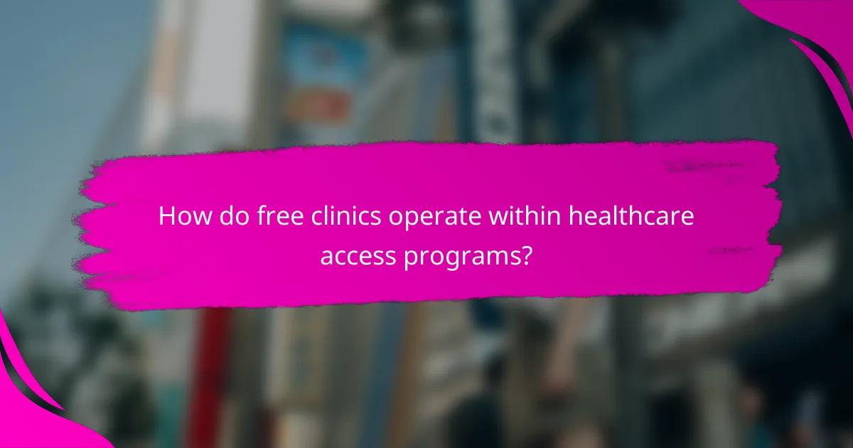 How do free clinics operate within healthcare access programs?