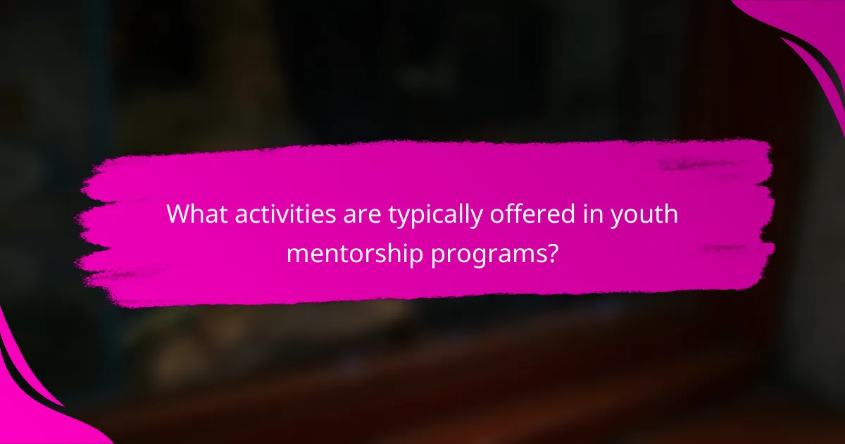 What activities are typically offered in youth mentorship programs?