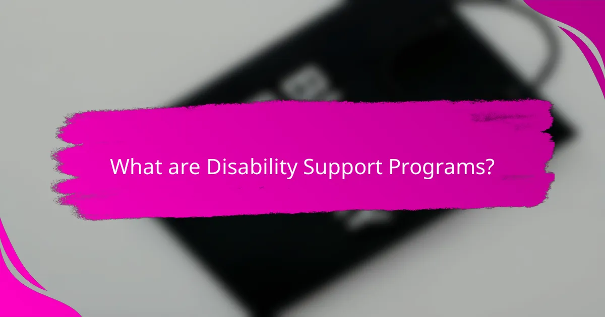 What are disability support programs?