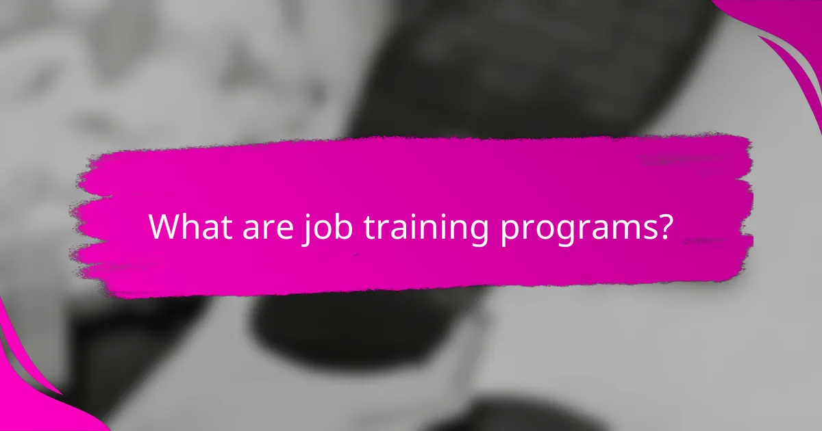 What are job training programs?