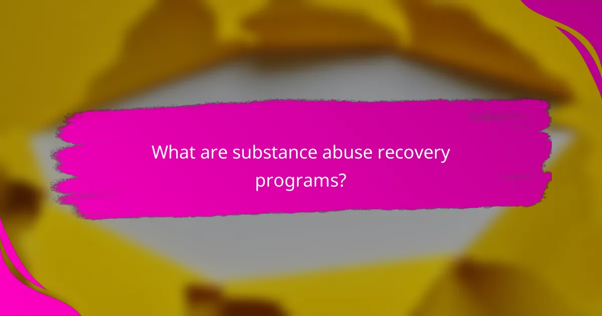 What are substance abuse recovery programs?