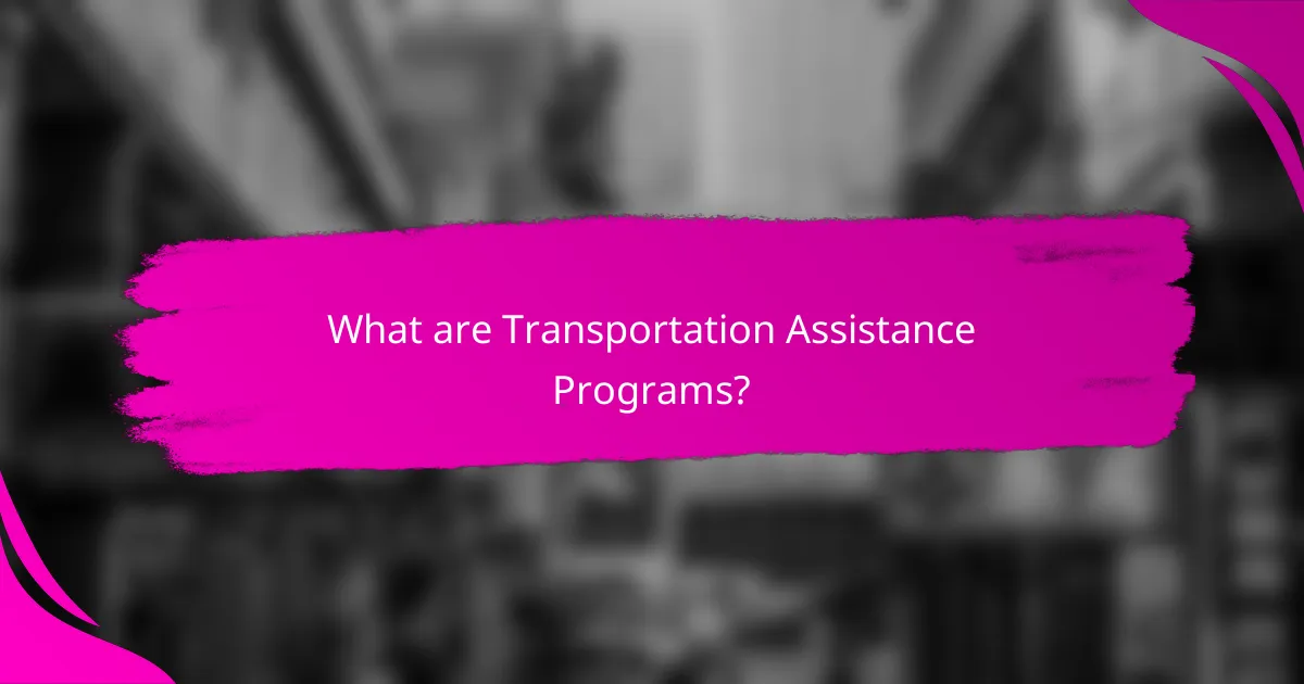 What are Transportation Assistance Programs?