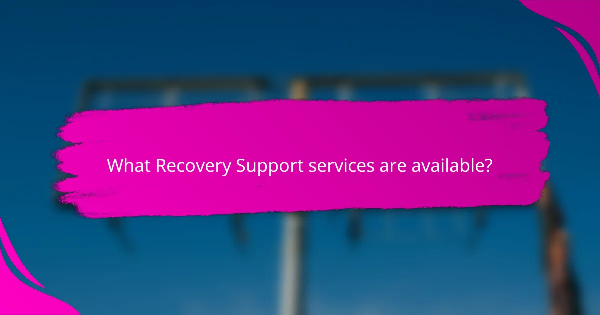 What Recovery Support services are available?